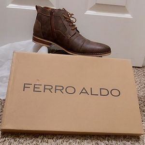 Ferro Aldo Blaine, Brown  Mid-Top Lace-up Side Zip Men's Boots US 13